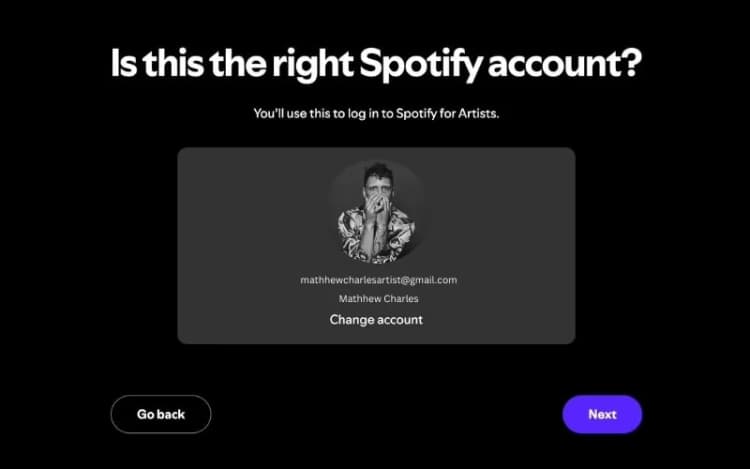 Selecting the right profile for Spotify for Artists verification