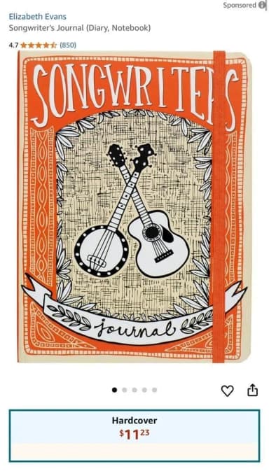 Songwriting journal hardcover musician christmas gift