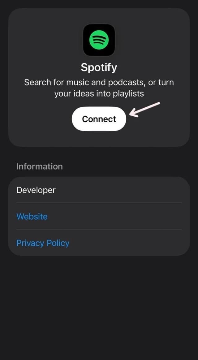 spotify connect button for chatgpt