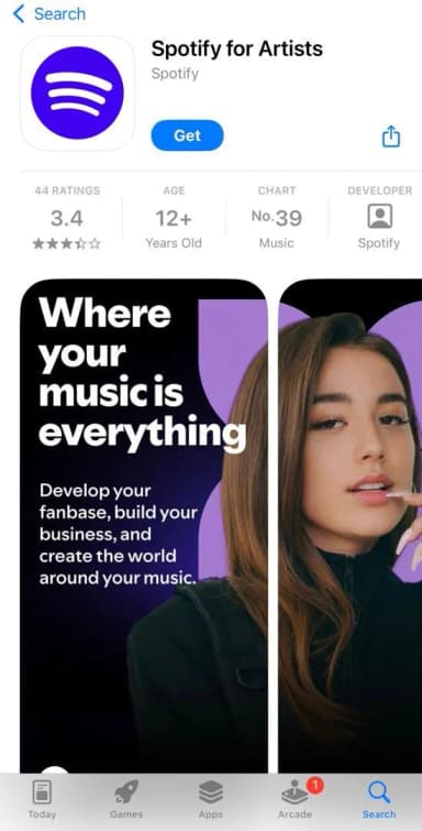 Spotify for Artists app