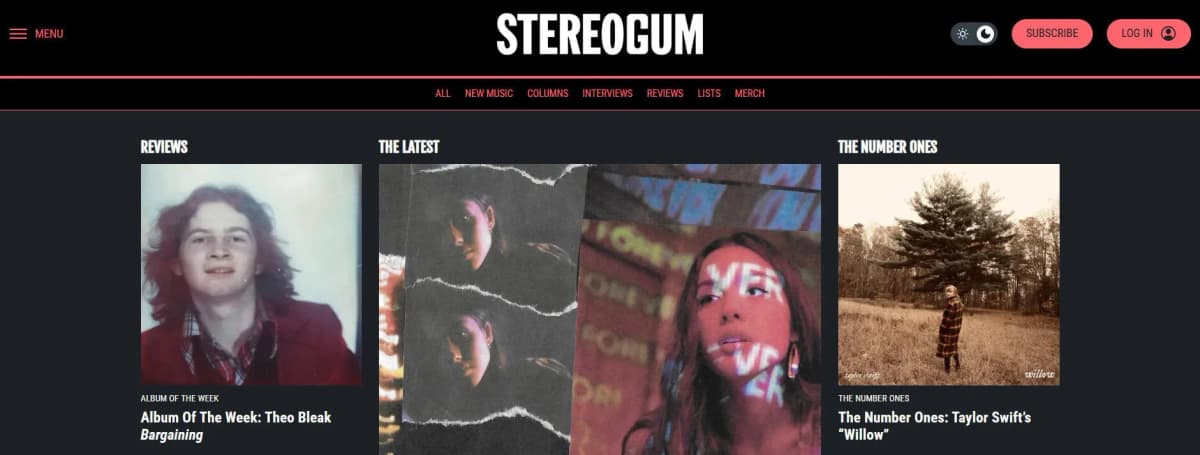Stereogum music blog for artists