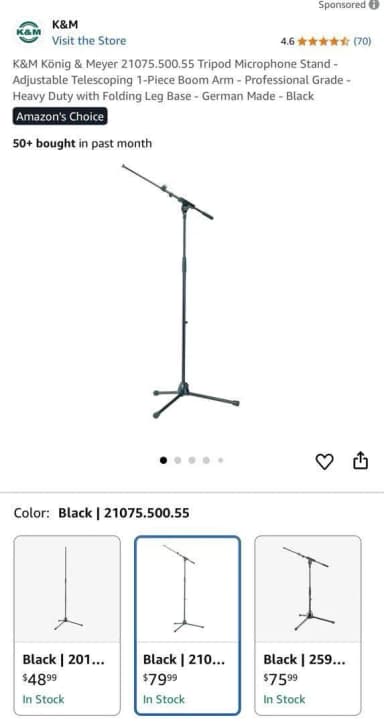Tripod mic stand musician gift