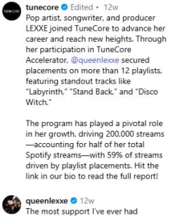 Tunecore artist support compared to distrokid