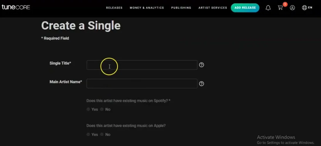 Tunecore walkthrough step 3