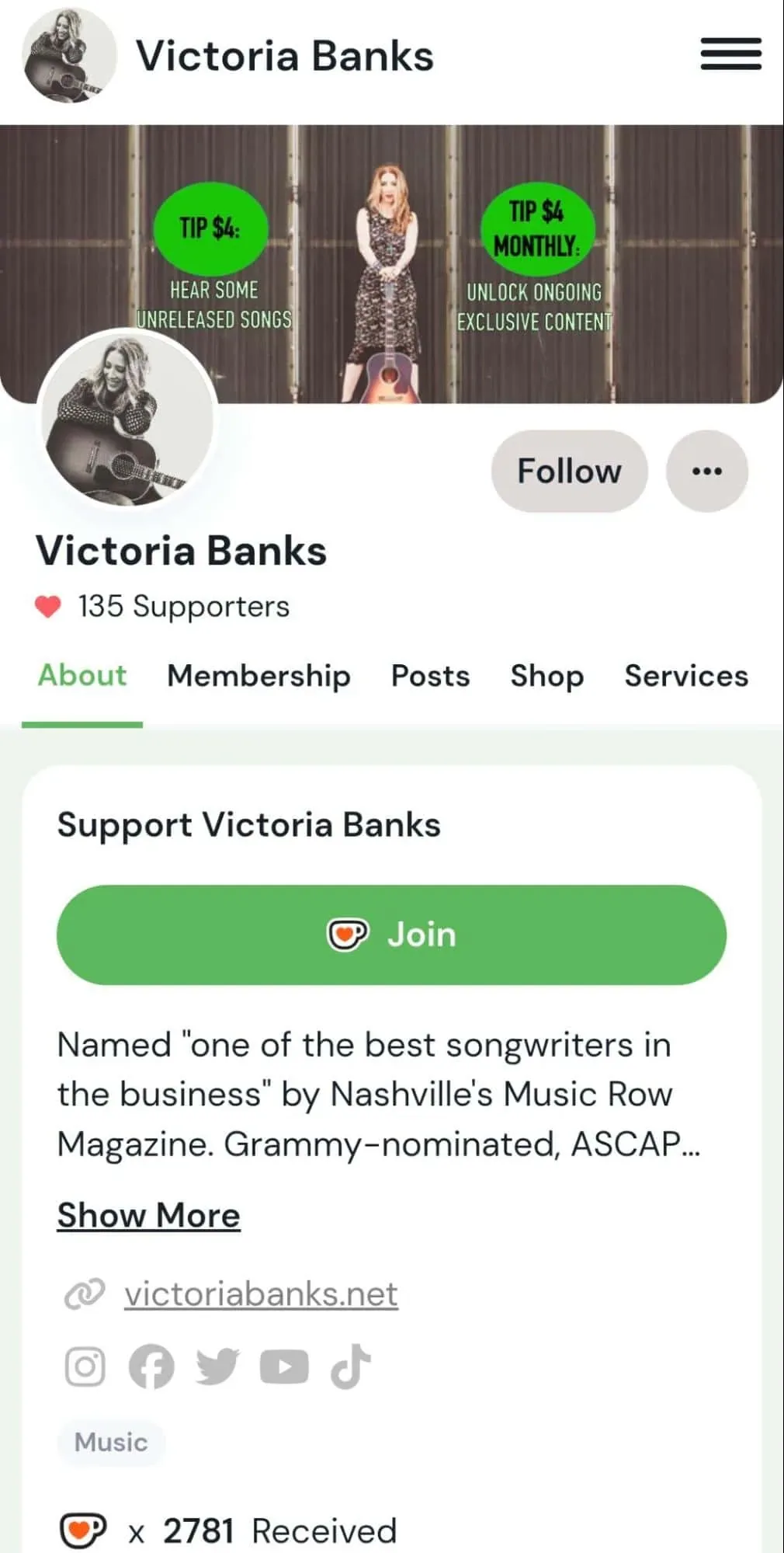 Victoria Banks buy me a coffee strategy
