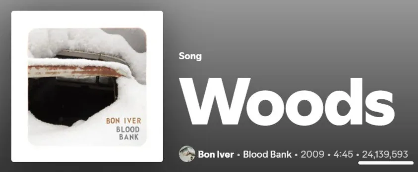 Woods Bon Iver Streams Count on Spotify